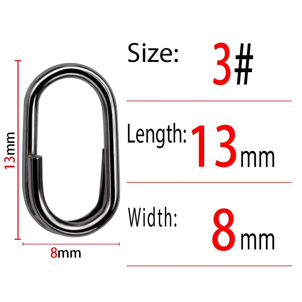 Size 3 fishing split ring with dimensions and measurement guide