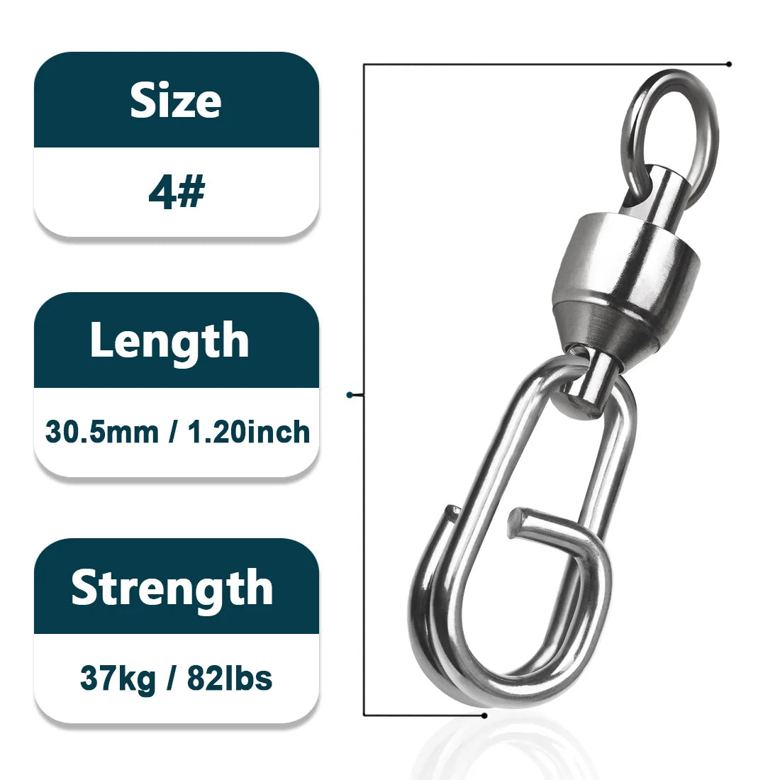 Size 4 ball bearing split ring snap swivel