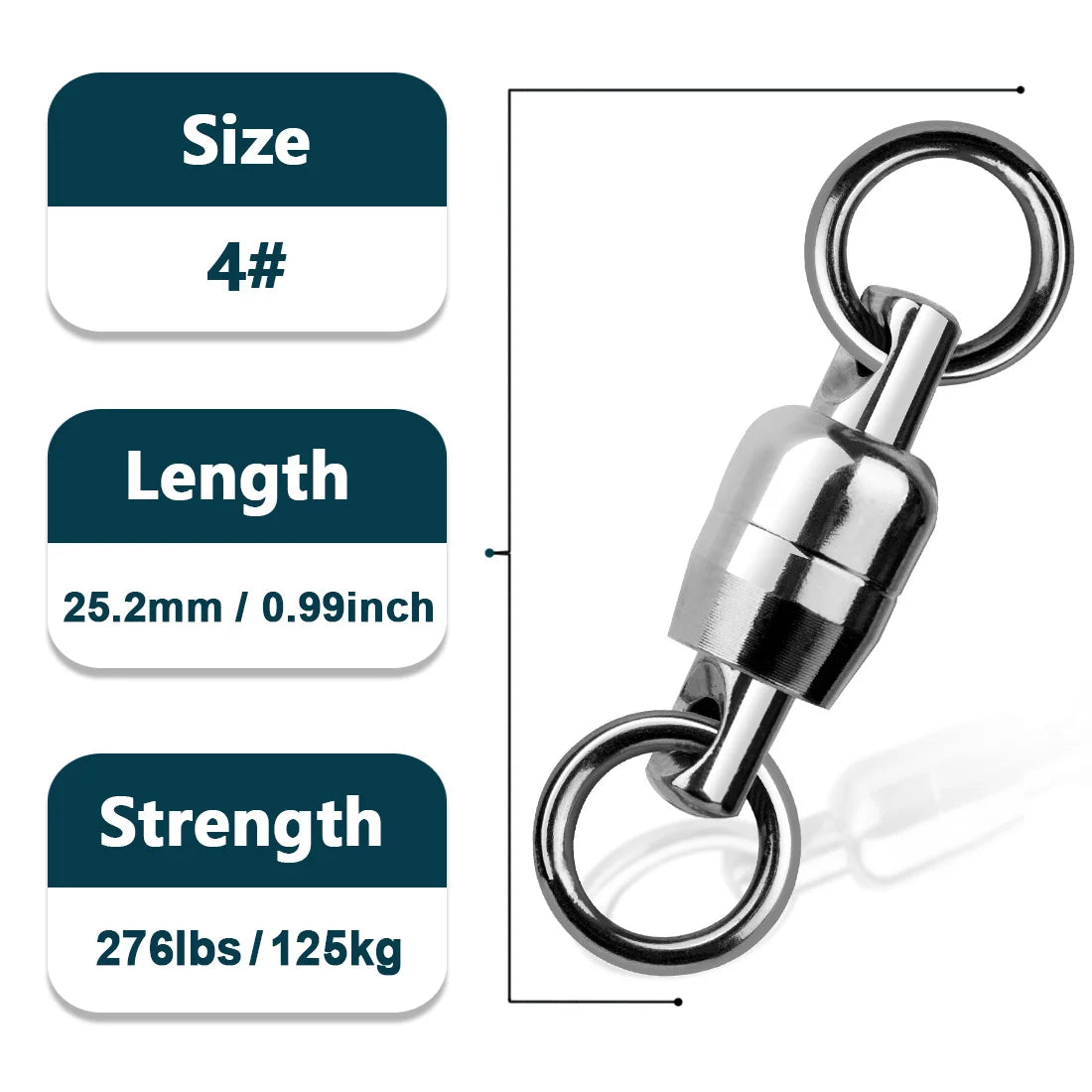 Size 4 stainless ball bearing swivel for lure and rig setups