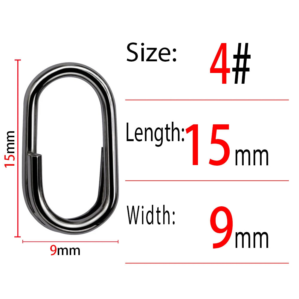 Size 4 fishing split ring with dimensions and measurement guide