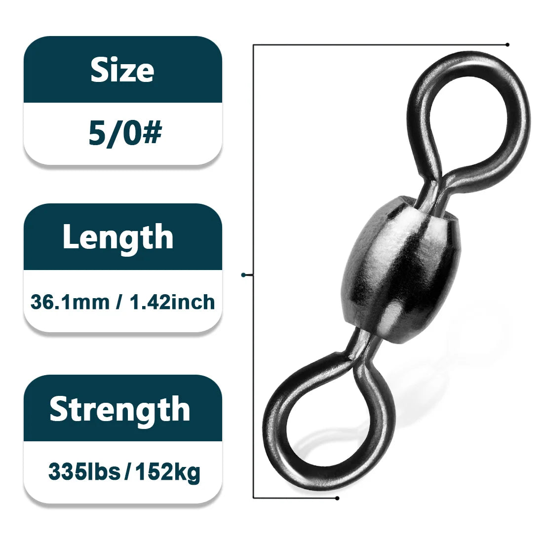 Size 5-0 black nickel crane swivel for larger fishing rigs