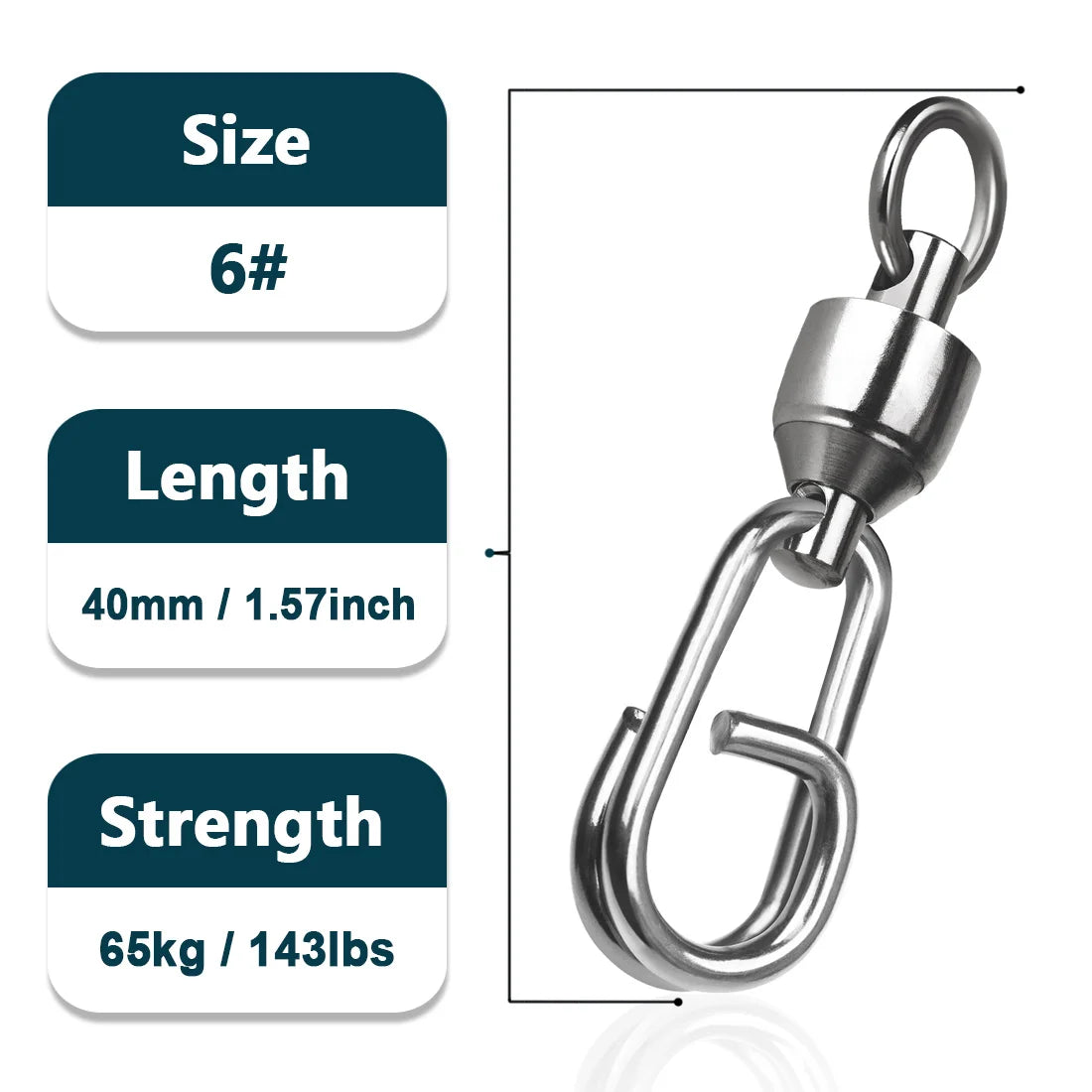 Size 6 ball bearing split ring snap swivel