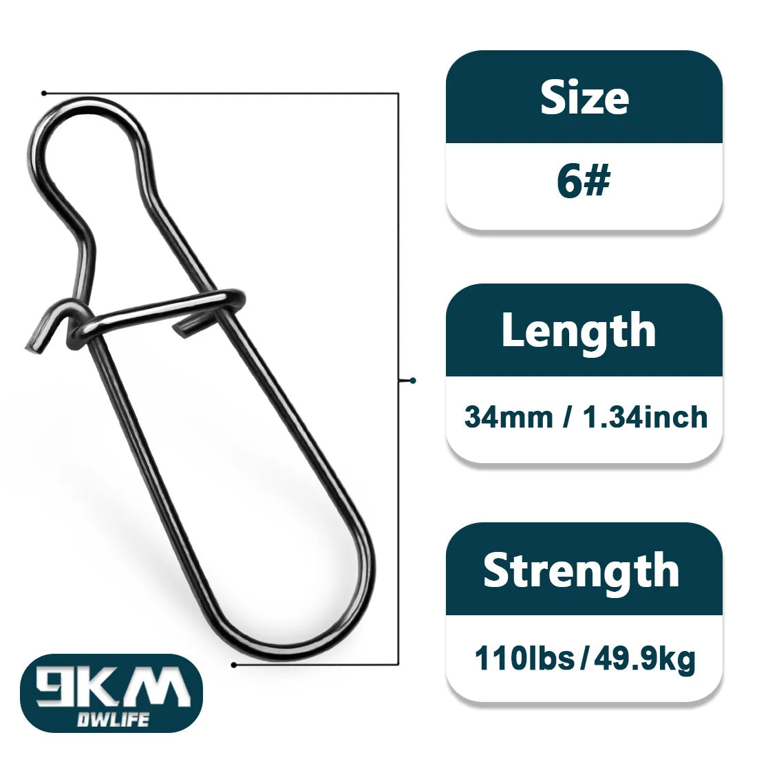 Size 6 stainless duo lock snap connector for stronger tackle setups