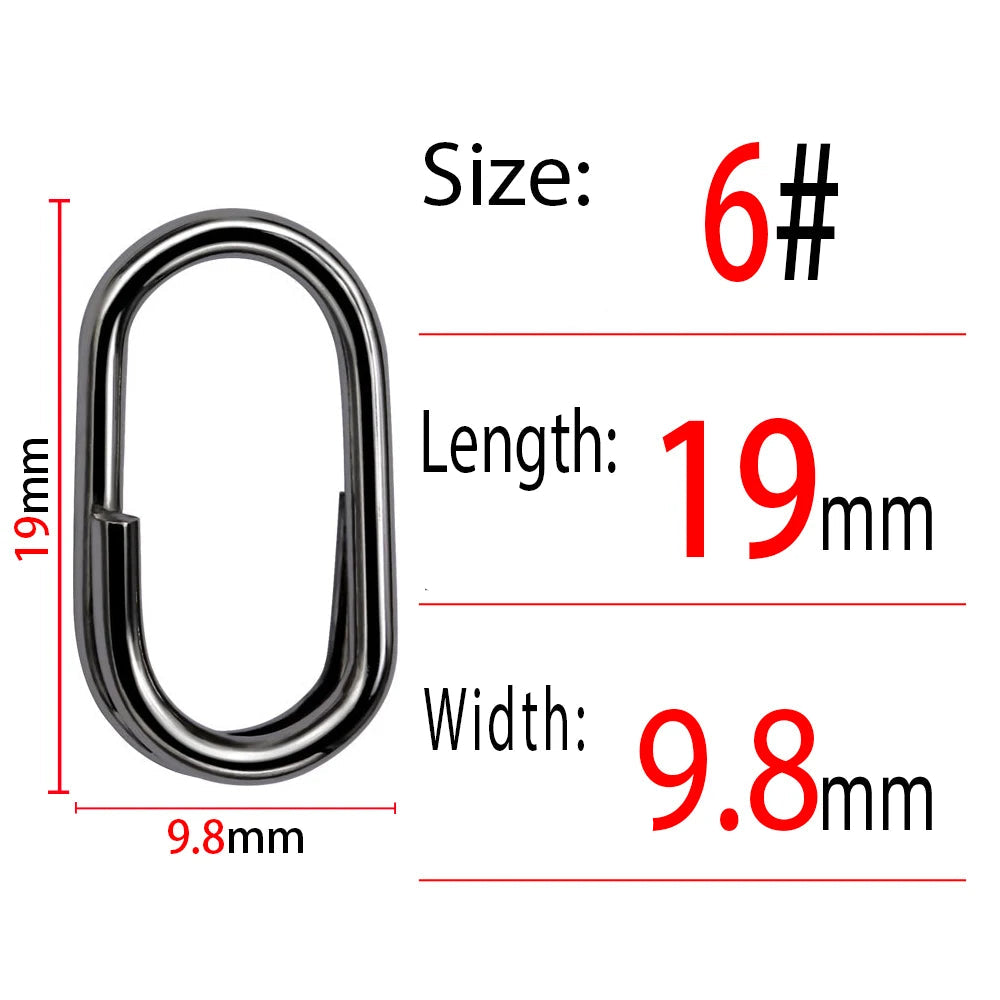 Size 6 fishing split ring with dimensions and measurement guide