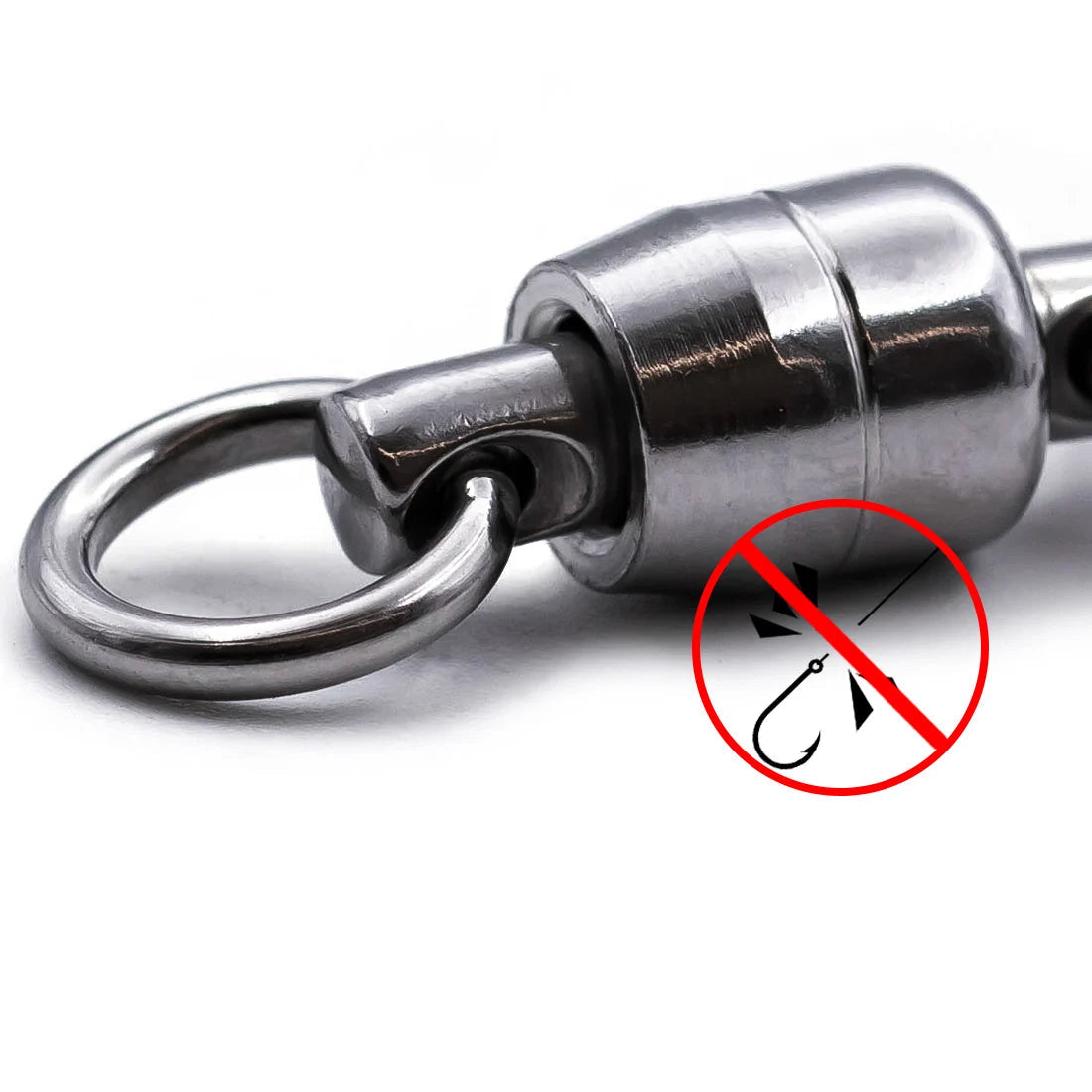 Solid ring ball bearing swivel for strong lure and leader connections