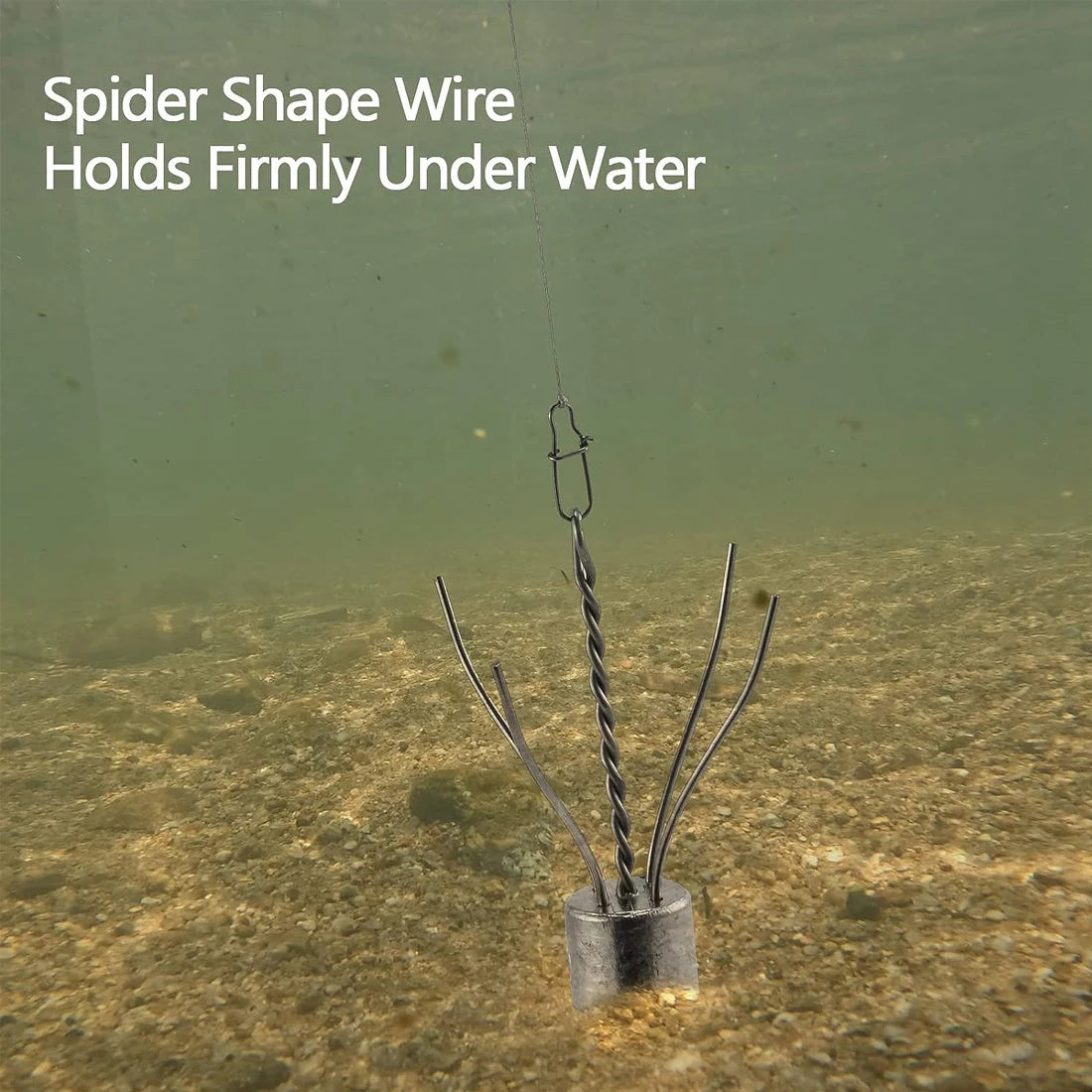 Spider breakout sinker holding firmly in sand underwater