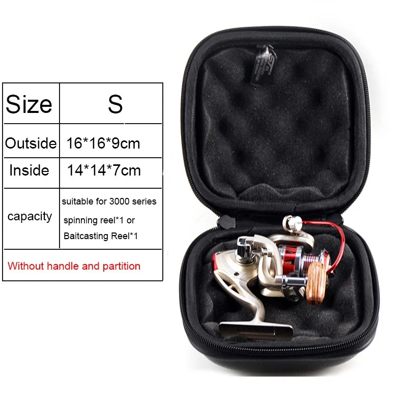 Small spinning reel case with single reel inside