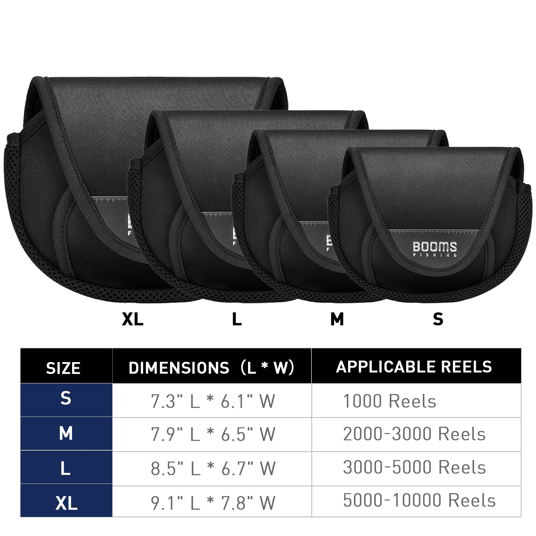 Spinning reel cover size chart 2000 to 10000 series