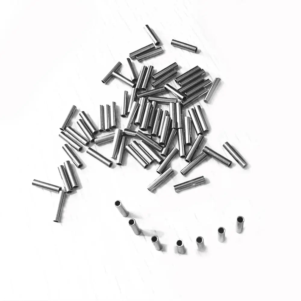 Set of stainless steel fishing crimp sleeves for securing wire leaders and line connections