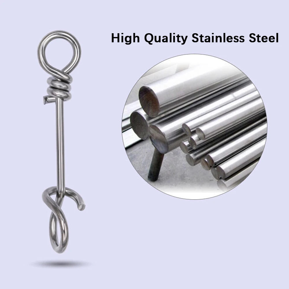 Stainless steel quick lock snap connector close up