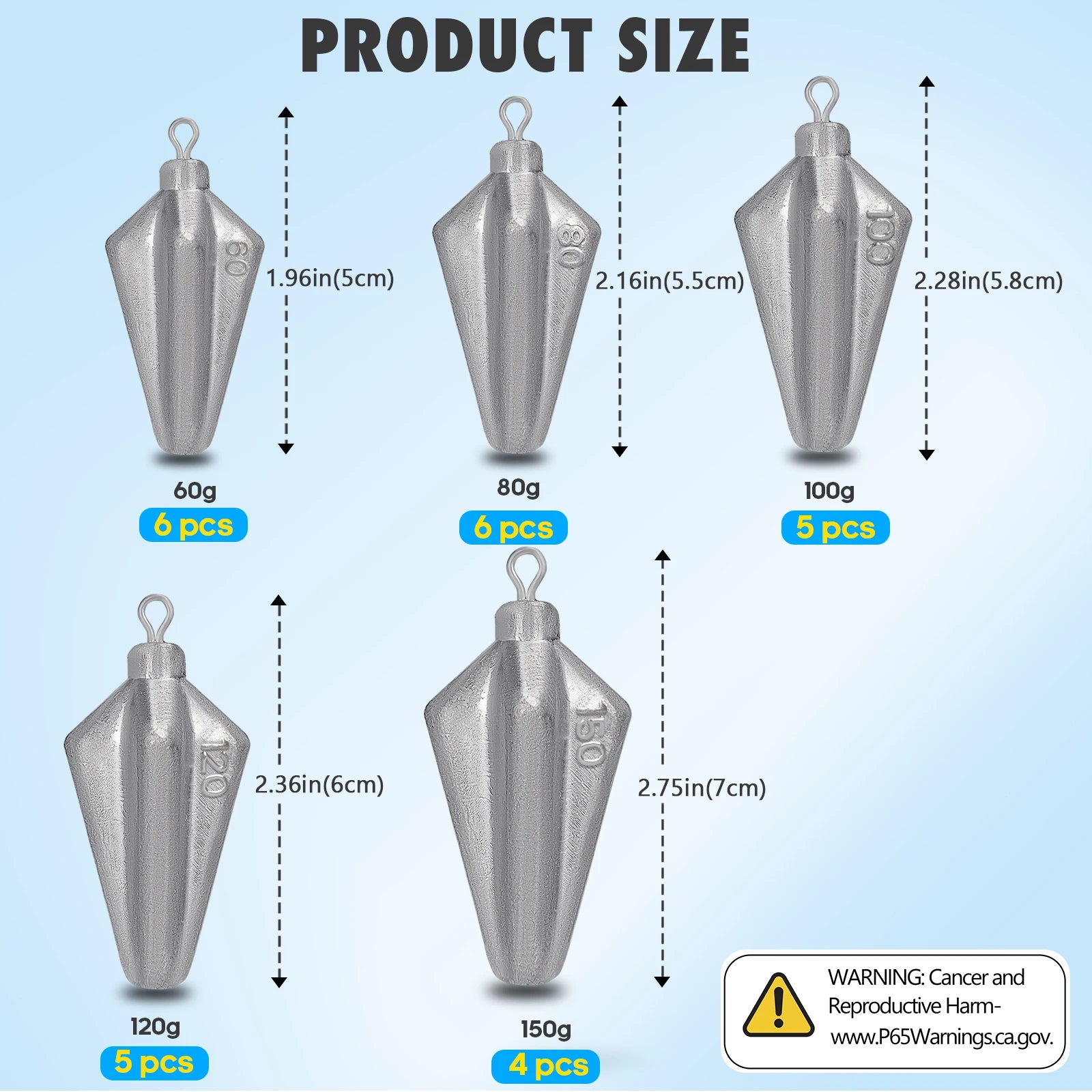 Star surf sinker size and measurement comparison chart