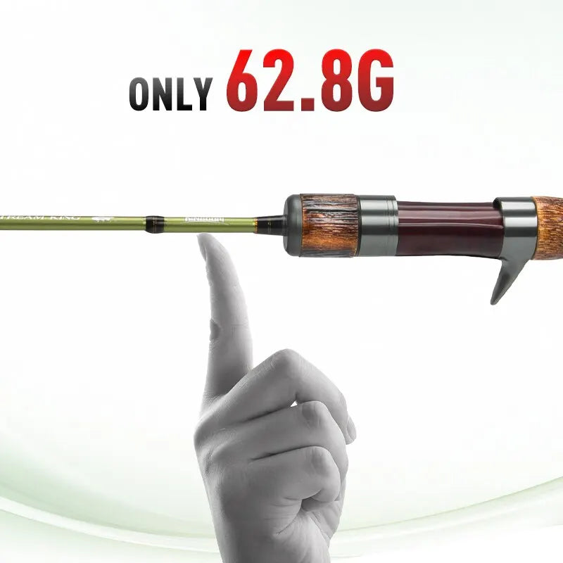Lightweight STREAM KING fishing rod weighing only 62.8 grams for effortless casting
