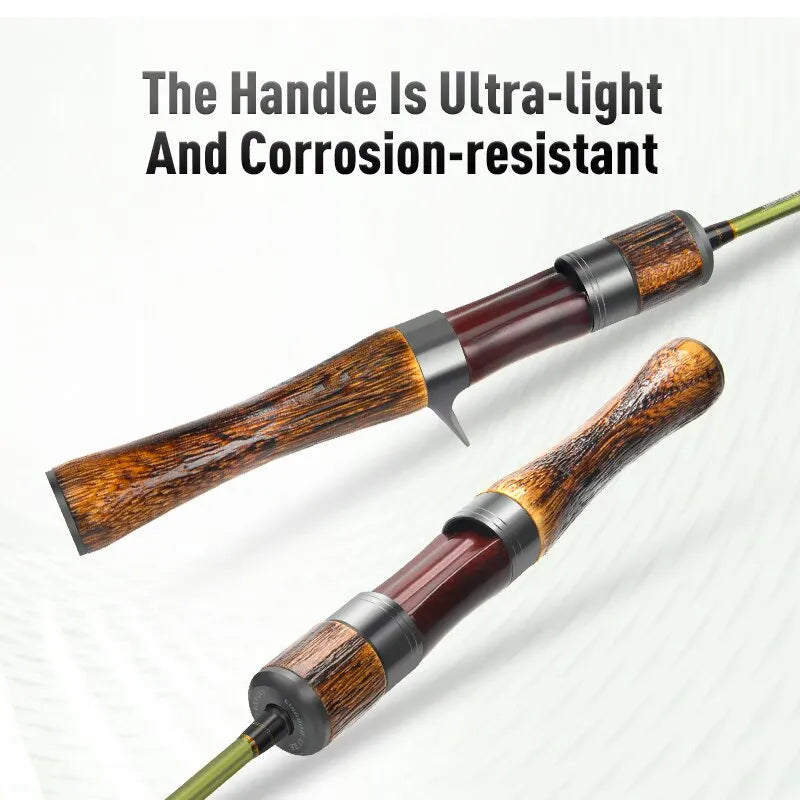 Ultra-light corrosion-resistant wooden handle on STREAM KING fishing rod