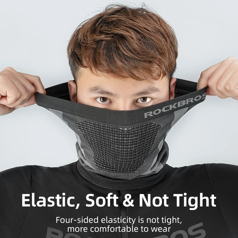 Stretch neck gaiter showing flexible fit