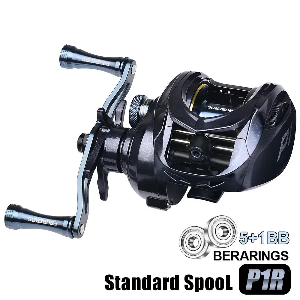 Black TA baitcasting reel with standard spool design showing smooth cast system and precision magnetic brake control