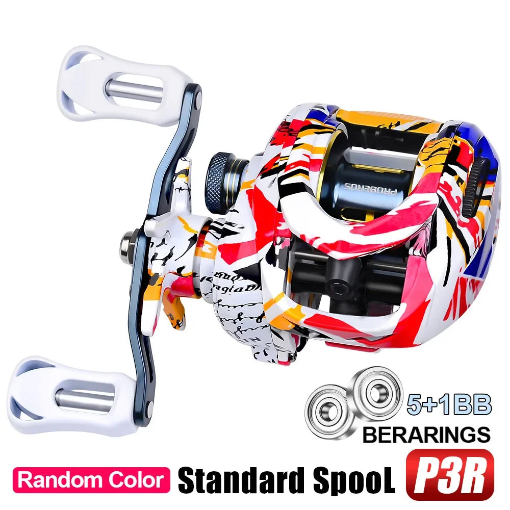 TA baitcasting reel in P3R multicolour design with magnetic brake and ergonomic handle for balanced, smooth casting