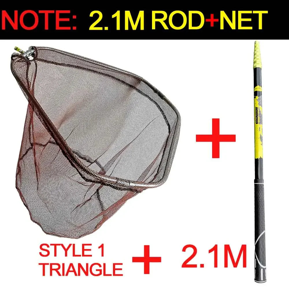 Telescopic 2.1 metre fishing net with detachable triangular mesh head