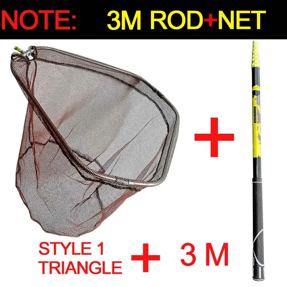 Telescopic 3 metre net rod with detachable triangular mesh net head