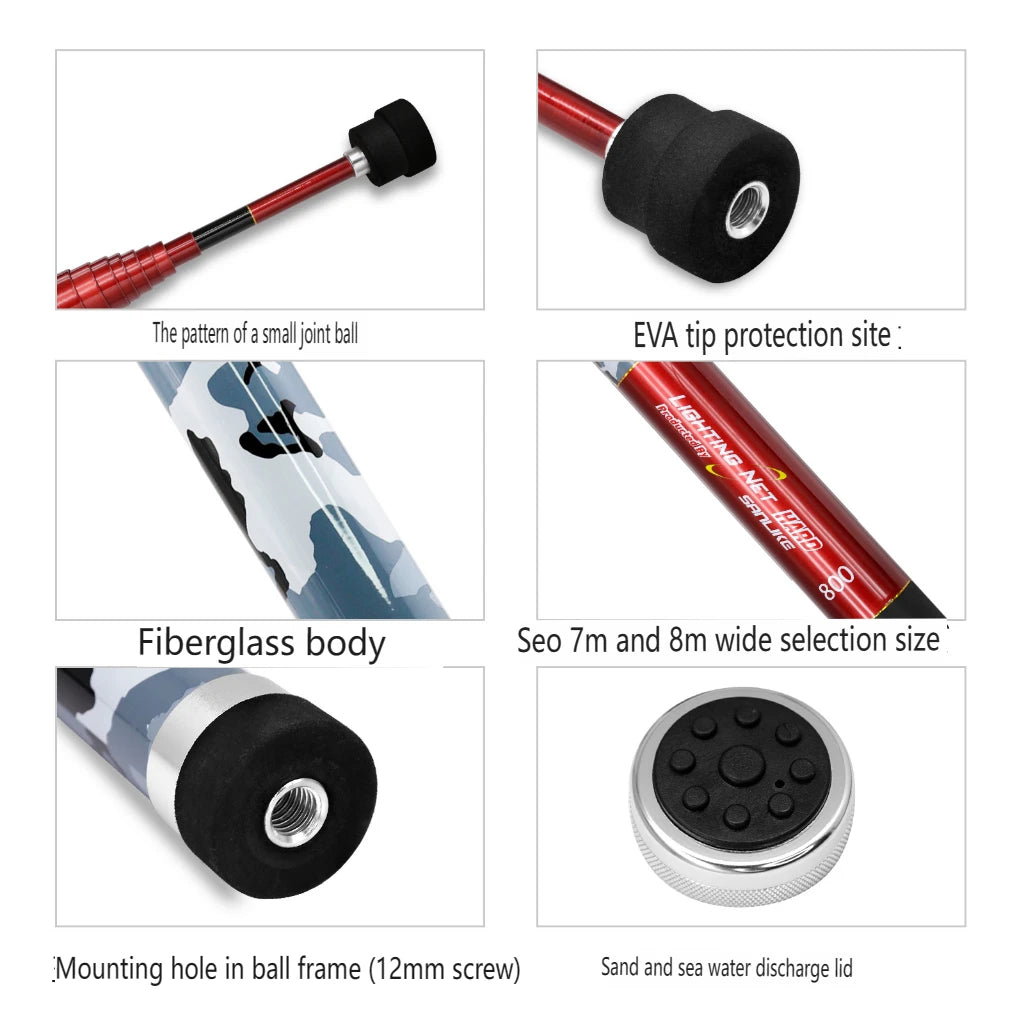 Threaded connector and end cap components for telescopic landing net handle