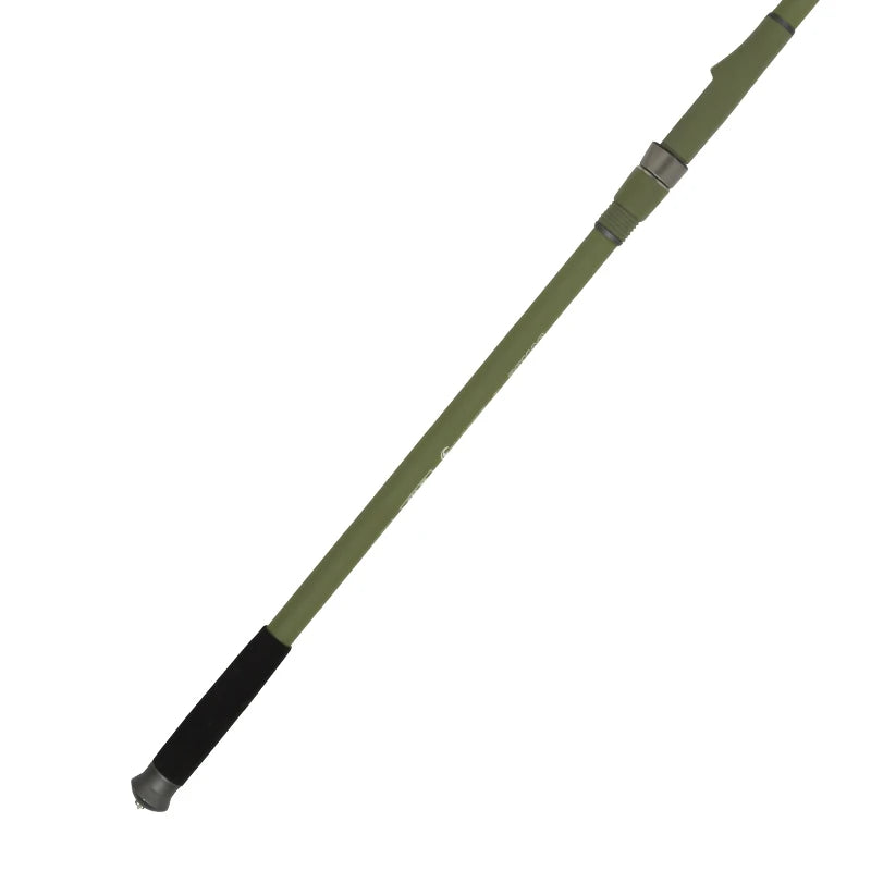 Extended telescopic surf fishing rod showing full rod length
