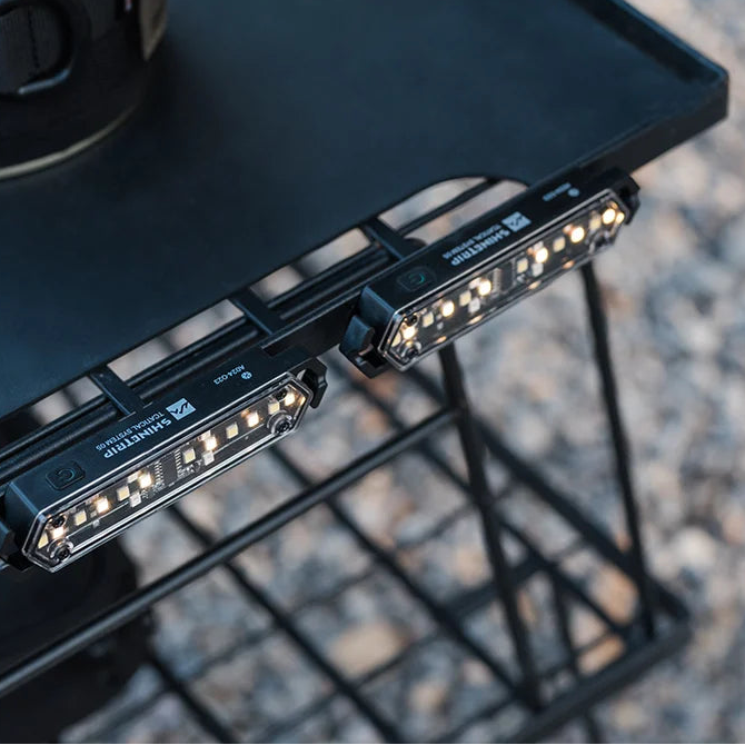 Close up of LED tent rope marker light