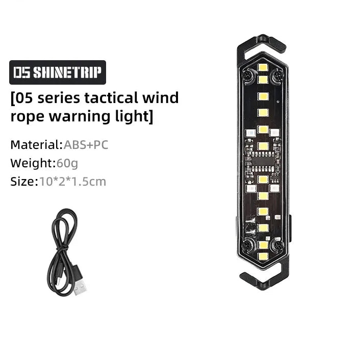 Tent rope warning light with charging cable shown