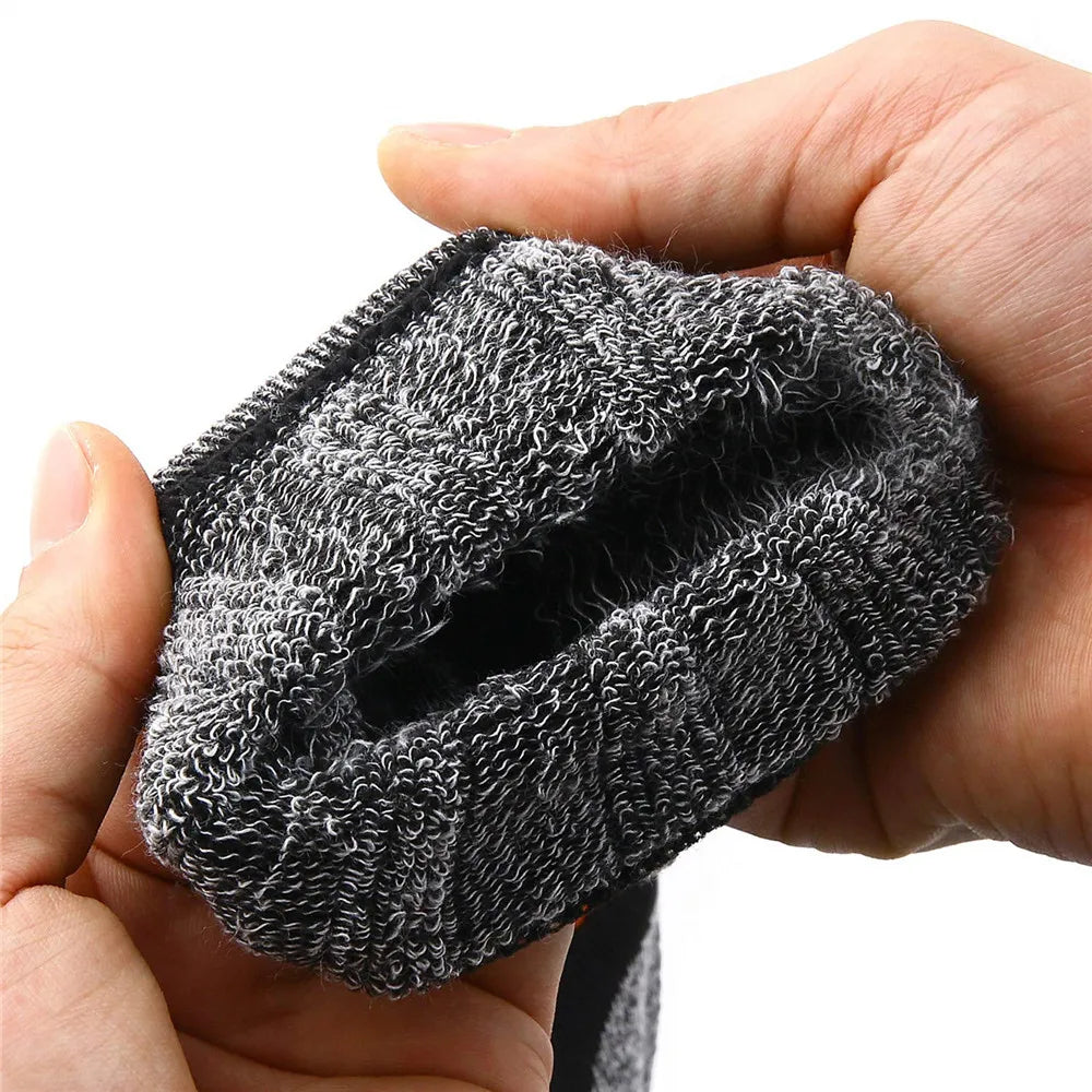 Thick hiking crew socks showing soft cushioned interior