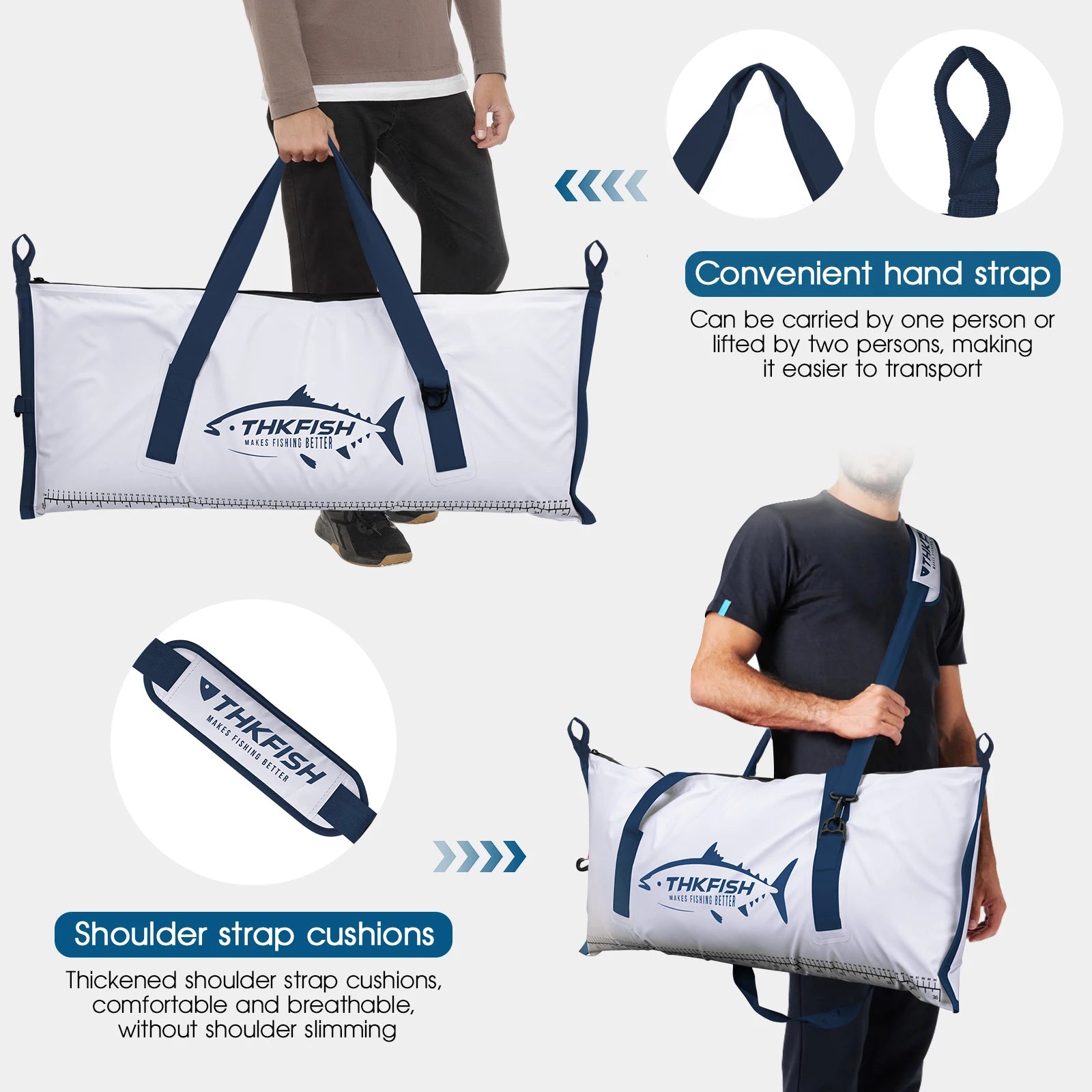 THKFISH fishing cooler bag carried by handles and shoulder strap for easy transport