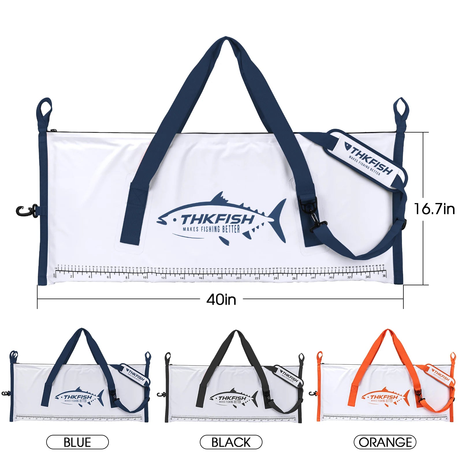 THKFISH insulated fishing cooler bag 40 inch leakproof design with dimensions and carry handles