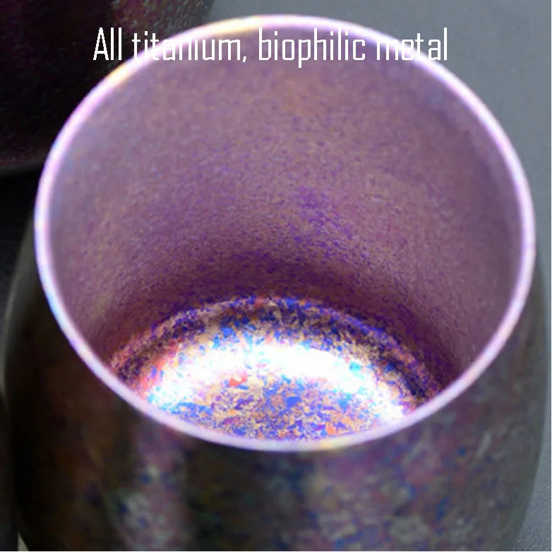 Close-up of titanium cup interior heat colour texture