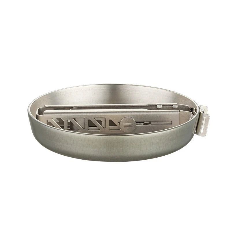Underside view of titanium camping frying pan base