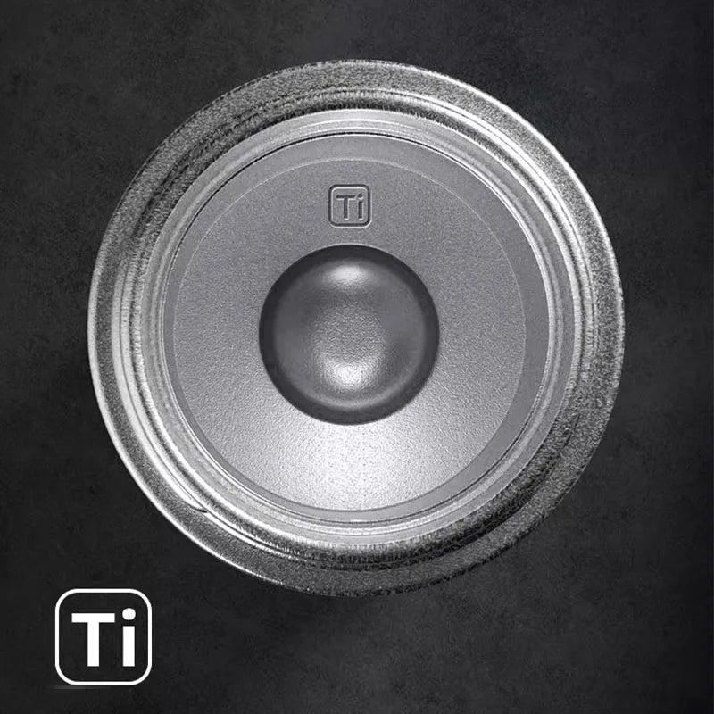 Titanium thermos cup lid detail close view