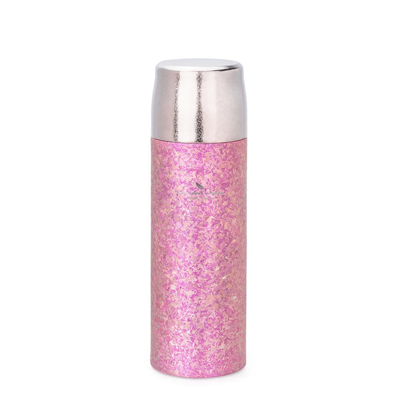 Pink titanium thermos front view