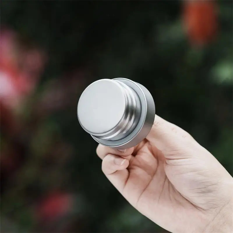 Titanium water bottle screw cap lid close view