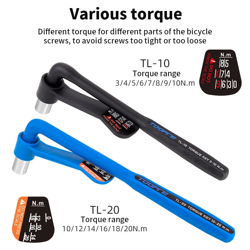 TOOPRE bicycle torque wrench showing multiple torque range options