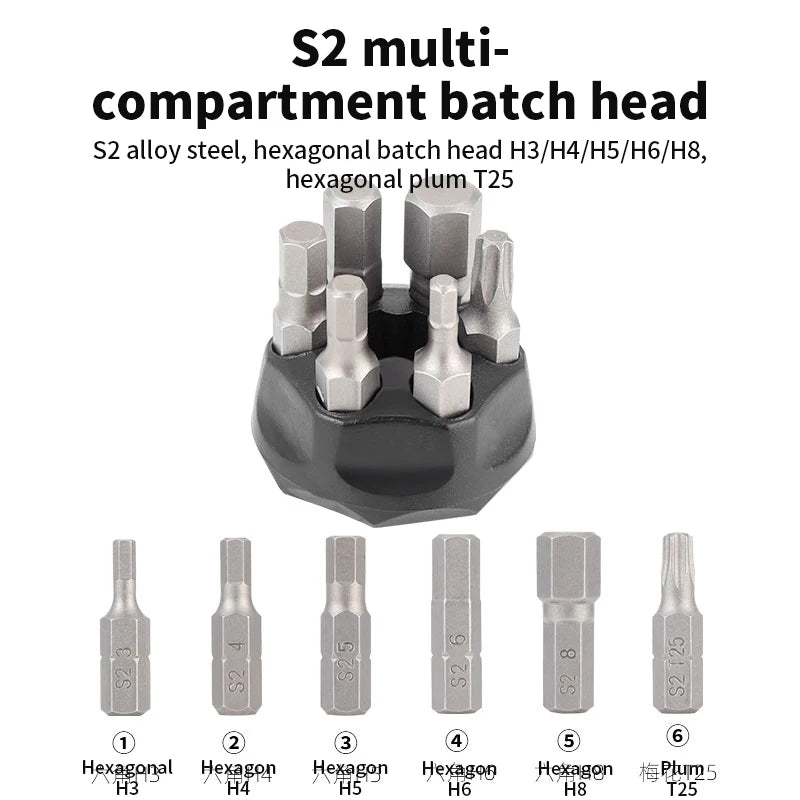 TOOPRE S2 alloy steel multi-bit head set for torque wrench