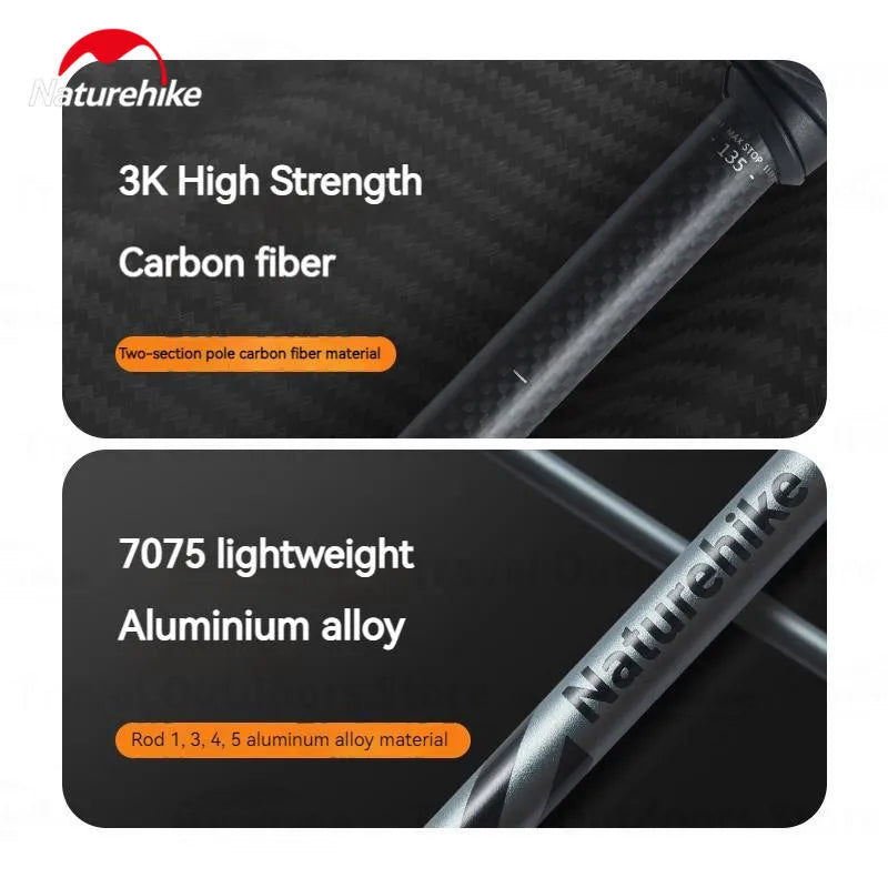 Folding trekking poles attached to hiking backpack