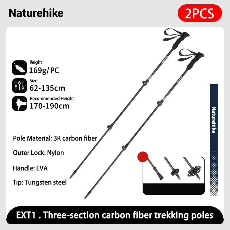 Carbon trekking poles version comparison specification graphic