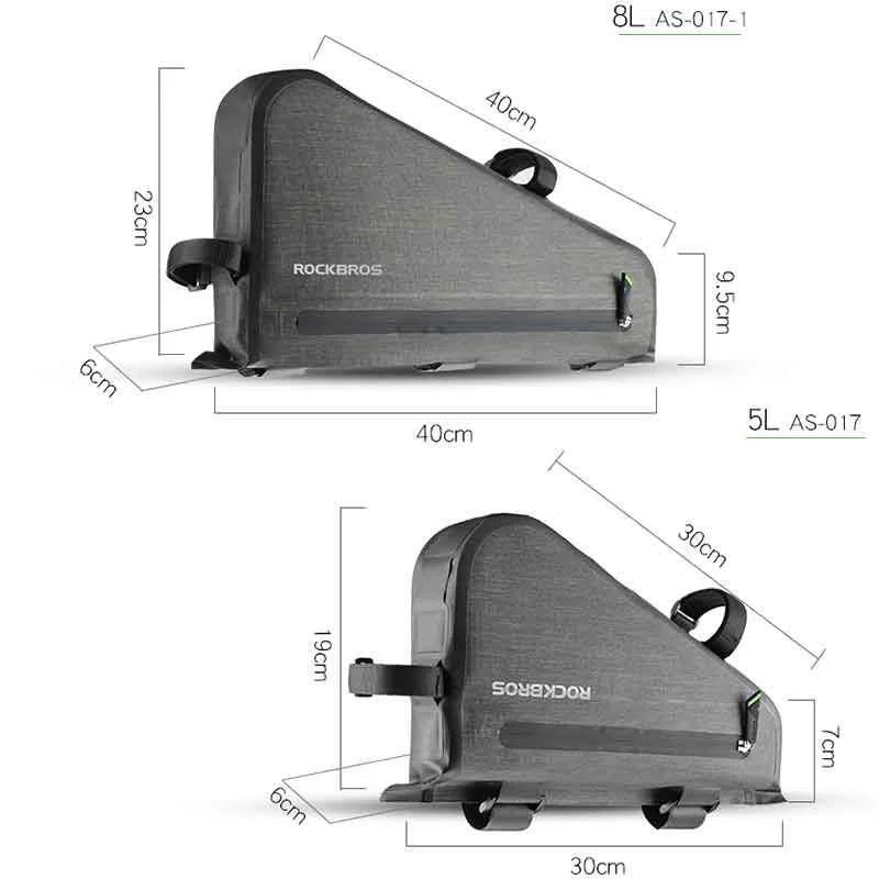 Triangle bike frame bag size dimensions diagram