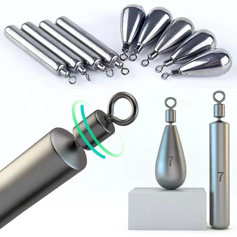 Tungsten drop shot sinker with integrated guide ring clip