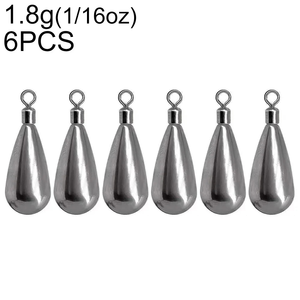 1.8 g tungsten teardrop drop shot sinkers pack of six