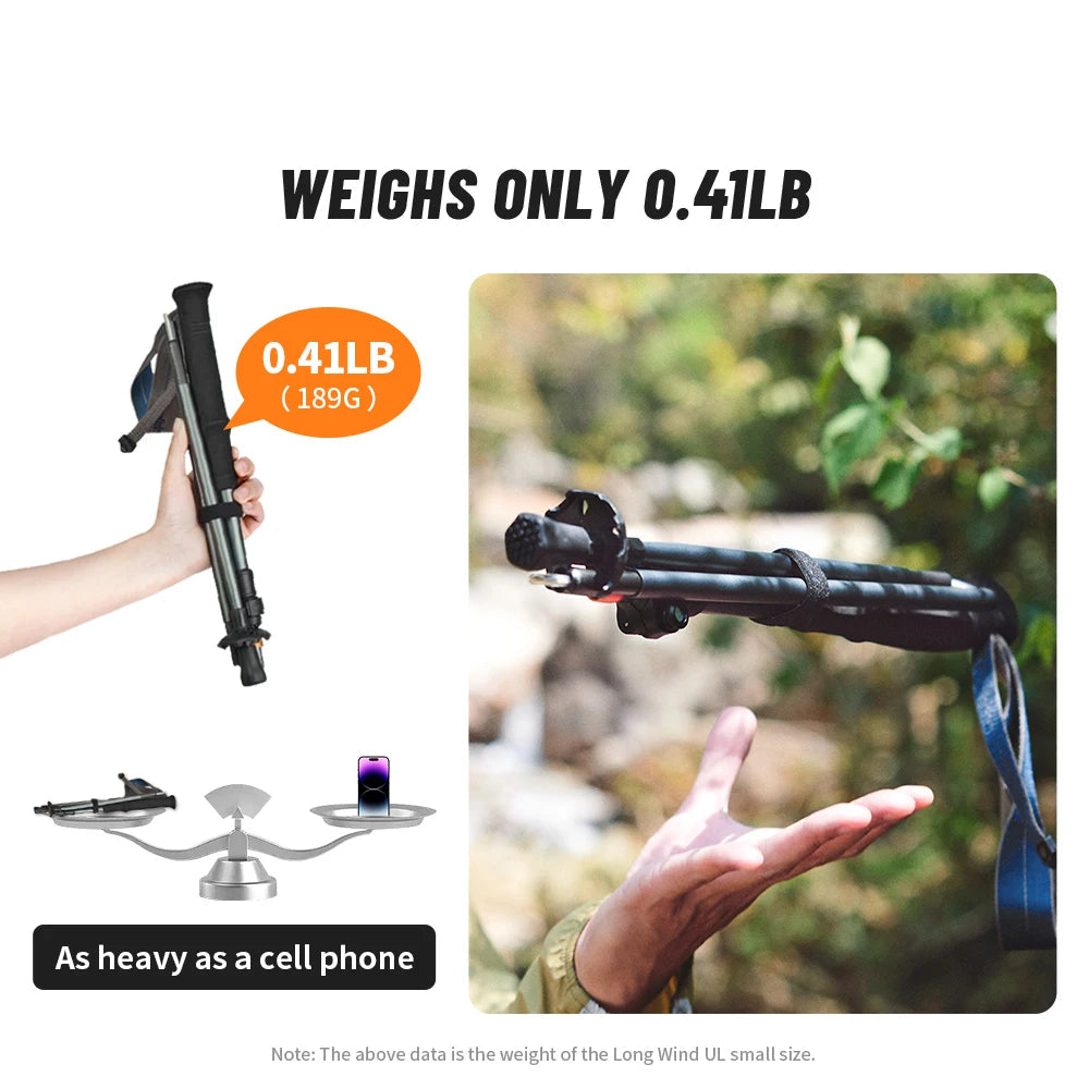 Ultralight trekking poles weight comparison graphic