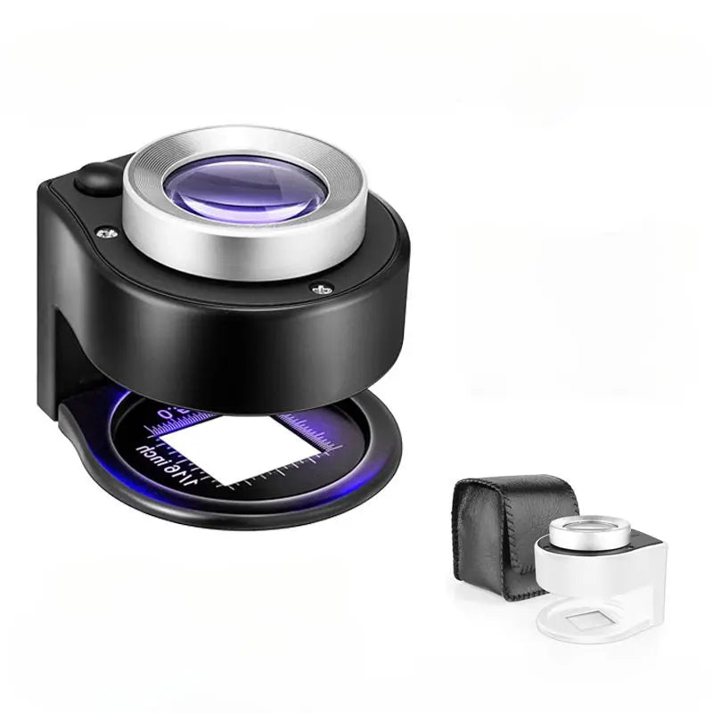 USB-rechargeable tabletop magnifier with LED and UV lighting for detailed inspection and precision viewing
