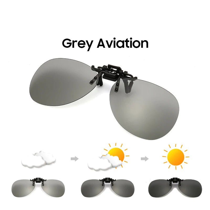 VIVIBEE grey aviation-style flip-up sunglasses with anti-reflective polarised lenses for driving
