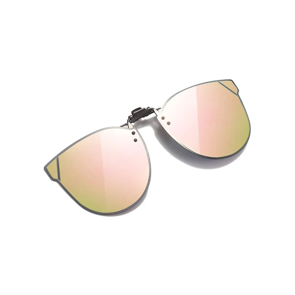 VIVIBEE mirror pink clip-on sunglasses with UV400 polarised gradient lenses for stylish outdoor wear