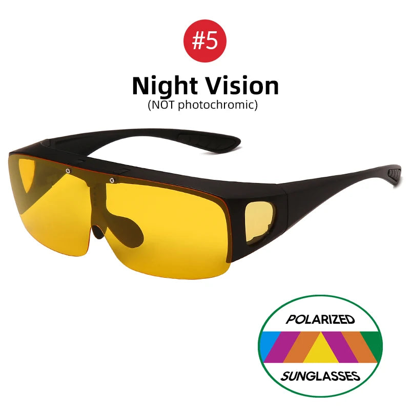 VIVIBEE night vision fit-over sunglasses with yellow polarised lenses for low-light driving and night fishing