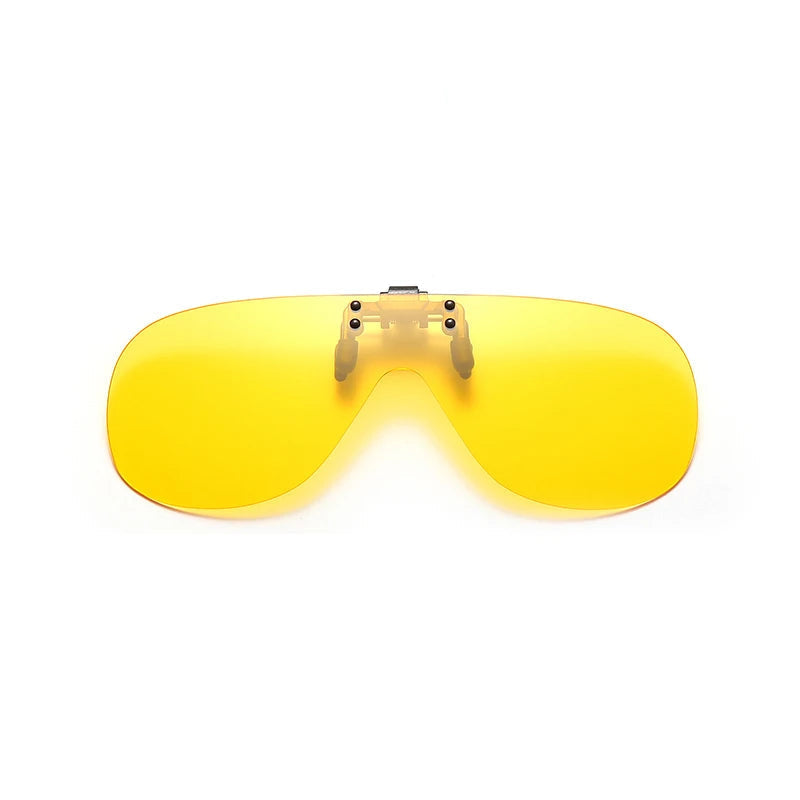 VIVIBEE yellow night-vision pilot clip-on sunglasses for glare reduction and enhanced visibility at night