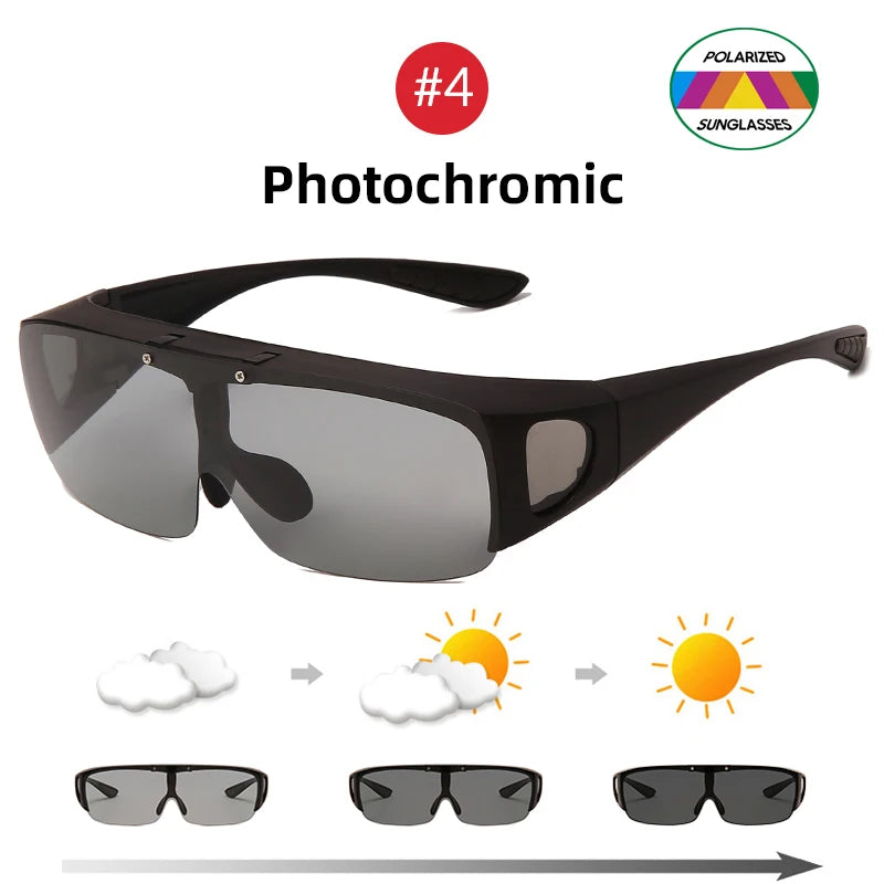 VIVIBEE photochromic fit-over sunglasses automatically adjust lens tint in changing light conditions