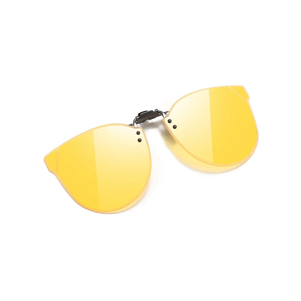 VIVIBEE yellow night vision clip-on sunglasses with polarised lenses for clear low-light driving