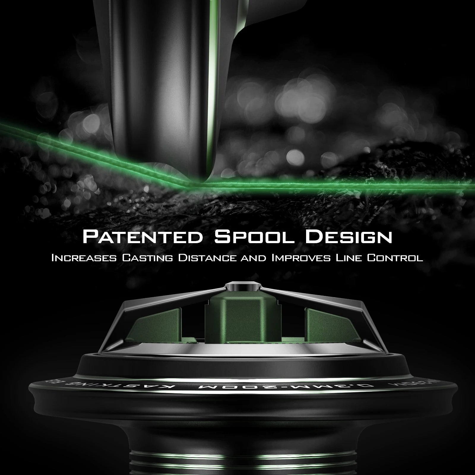 WARRIOR spinning reel patented spool design for enhanced casting distance and reduced line friction